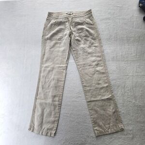 Twik 100%‎ Linen Pants Womens 5 30x30 Beige Drawstring  Vacation Resort Tropical